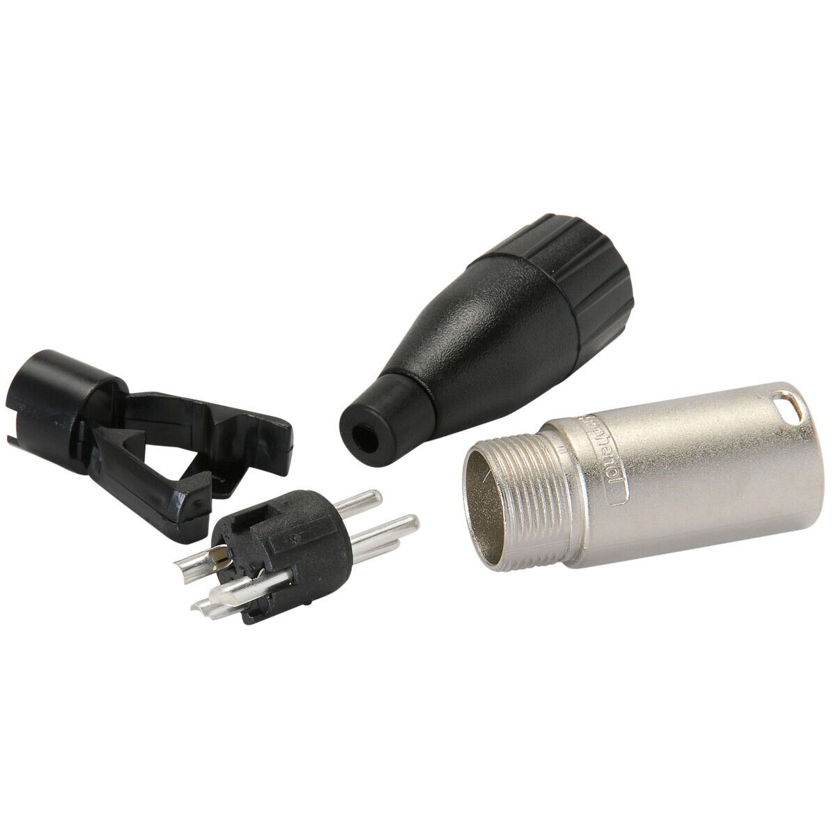 Amphenol AC3M Male XLR Connector Nickel with Jaws Cable Clamp